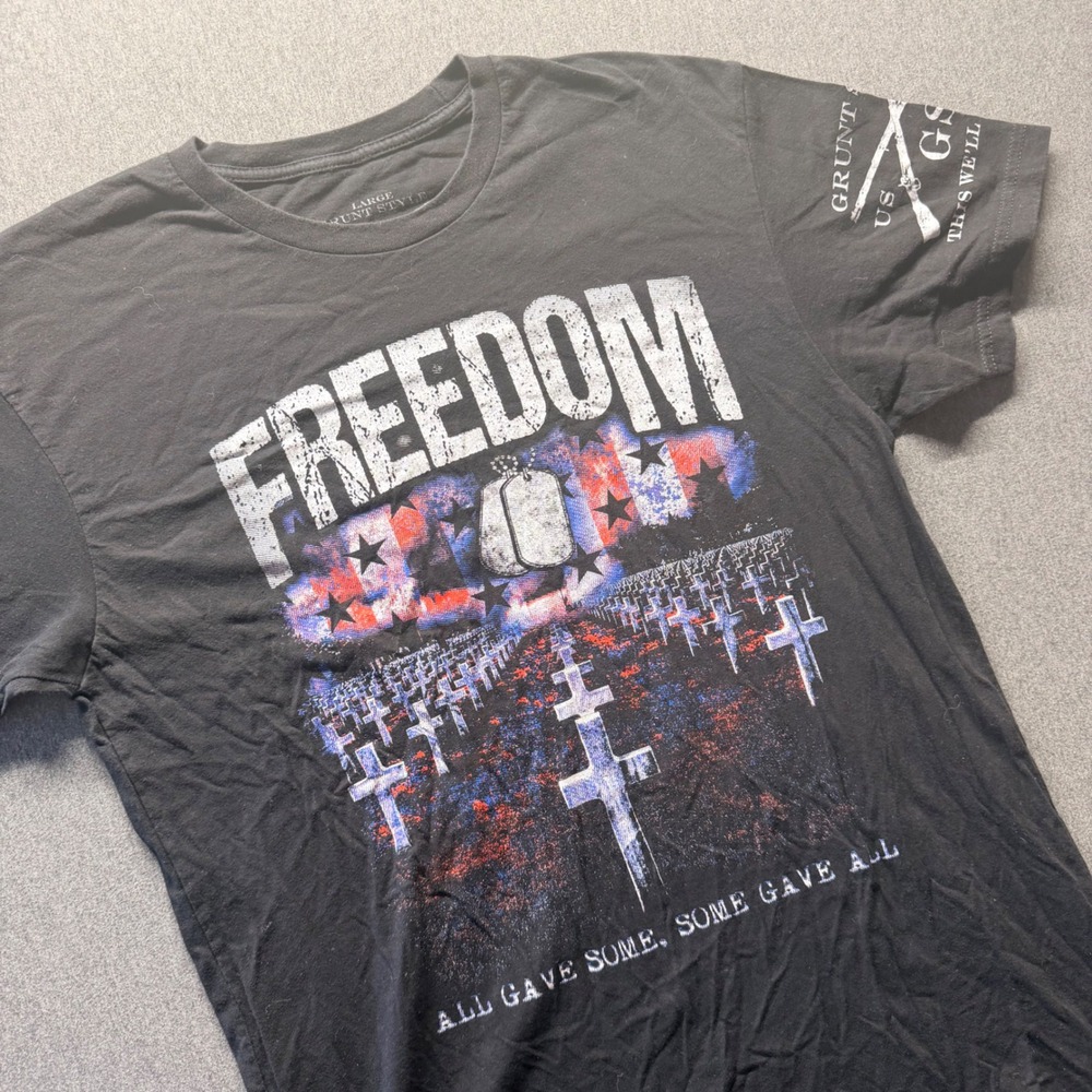 Grunt Style Freedom All Gave Some Some Gave All Graphic T-Shirt Black Mens Large